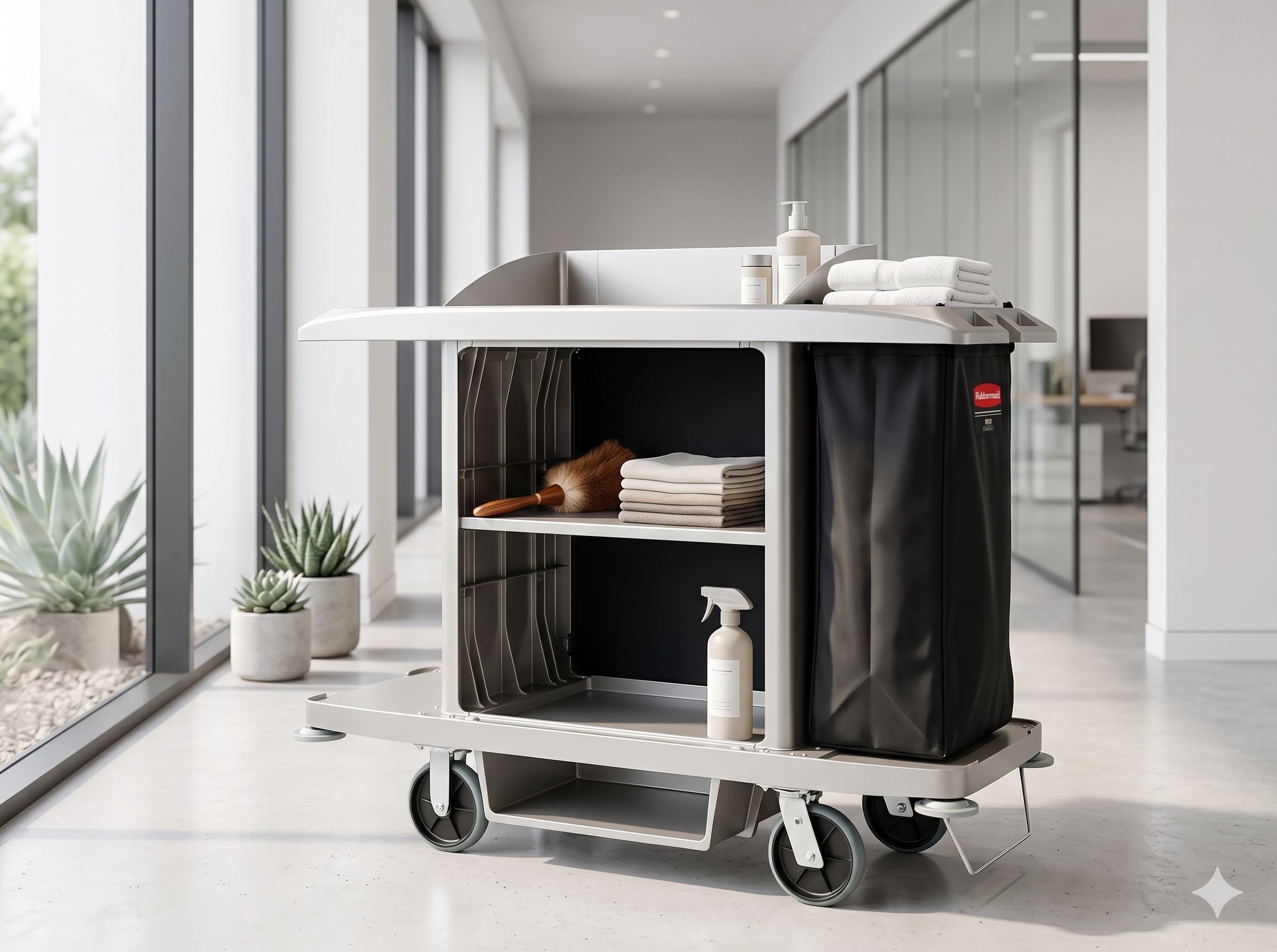 Rubbermaid Executive Full Size Housekeeping Cart, Platinum — Brand New ...