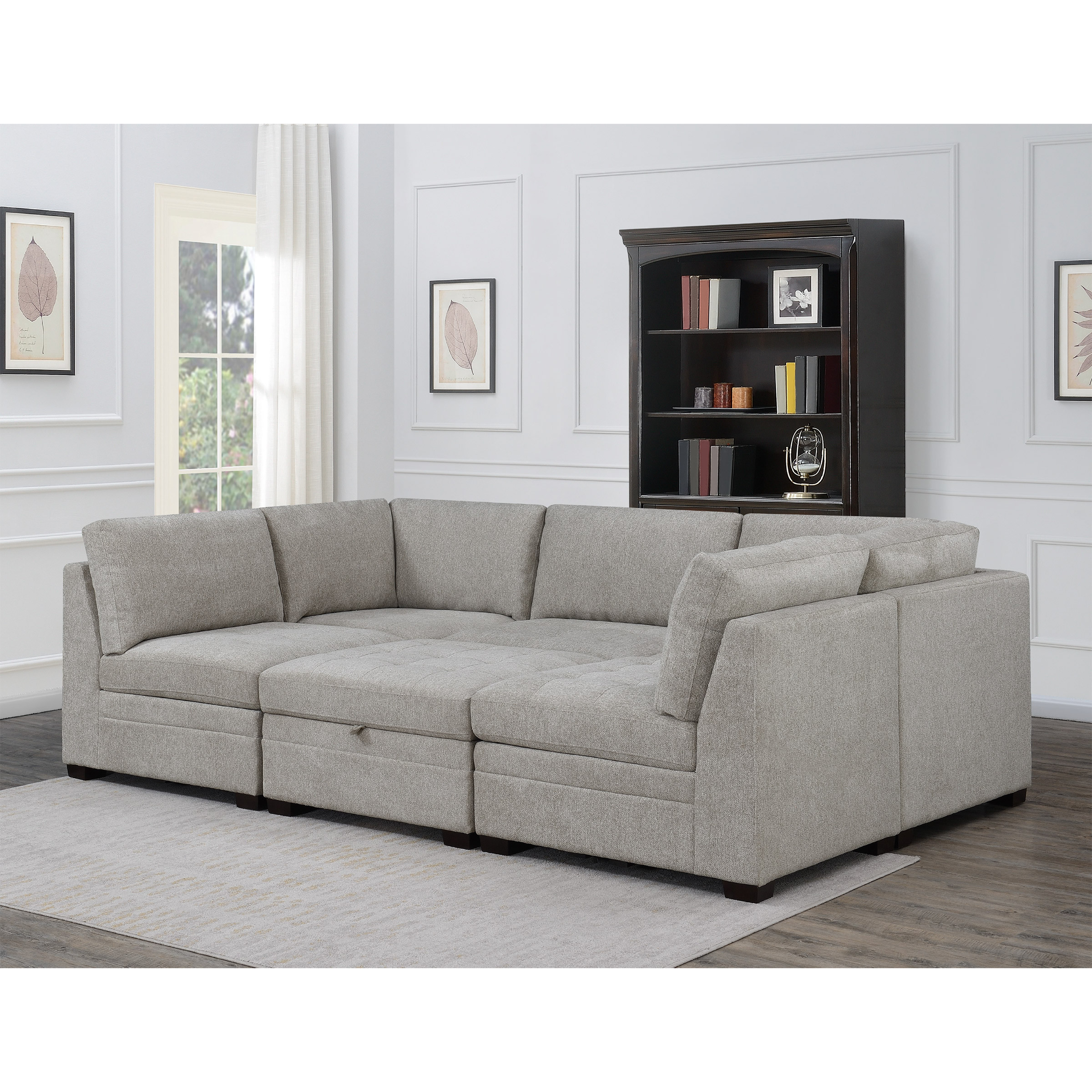 Tisdale 6-piece Modular Fabric Sectional, Cream — Thomasville