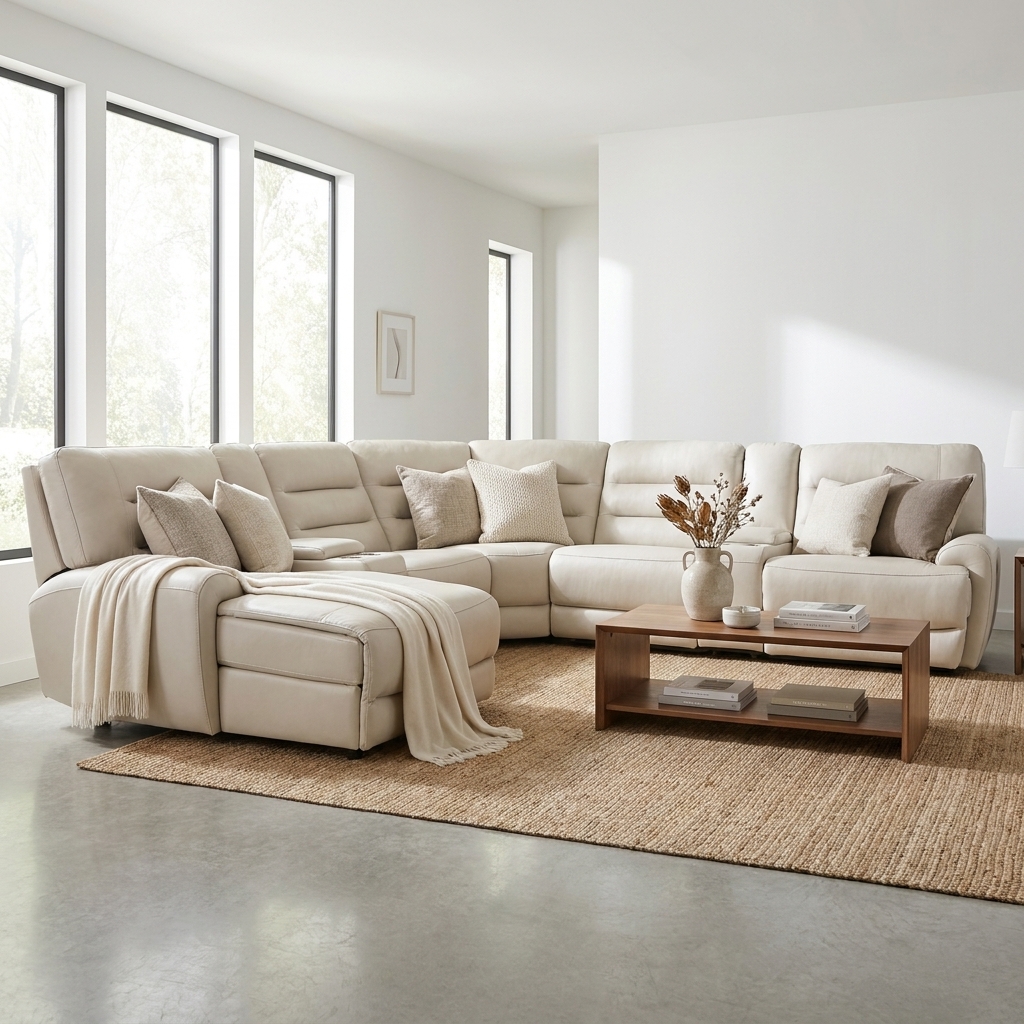 Aubrey 7-Piece Leather Power Zero Gravity Reclining Sectional