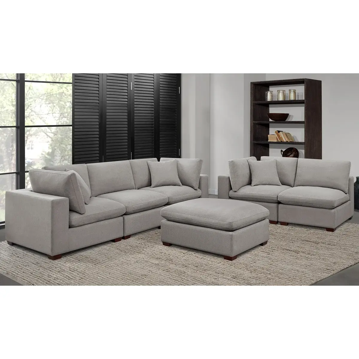 Thomasville 有効モジュラーソファ 6ピース グレー Thomasville Lowell 6-piece Modular Sectional, Light Gray | Francis