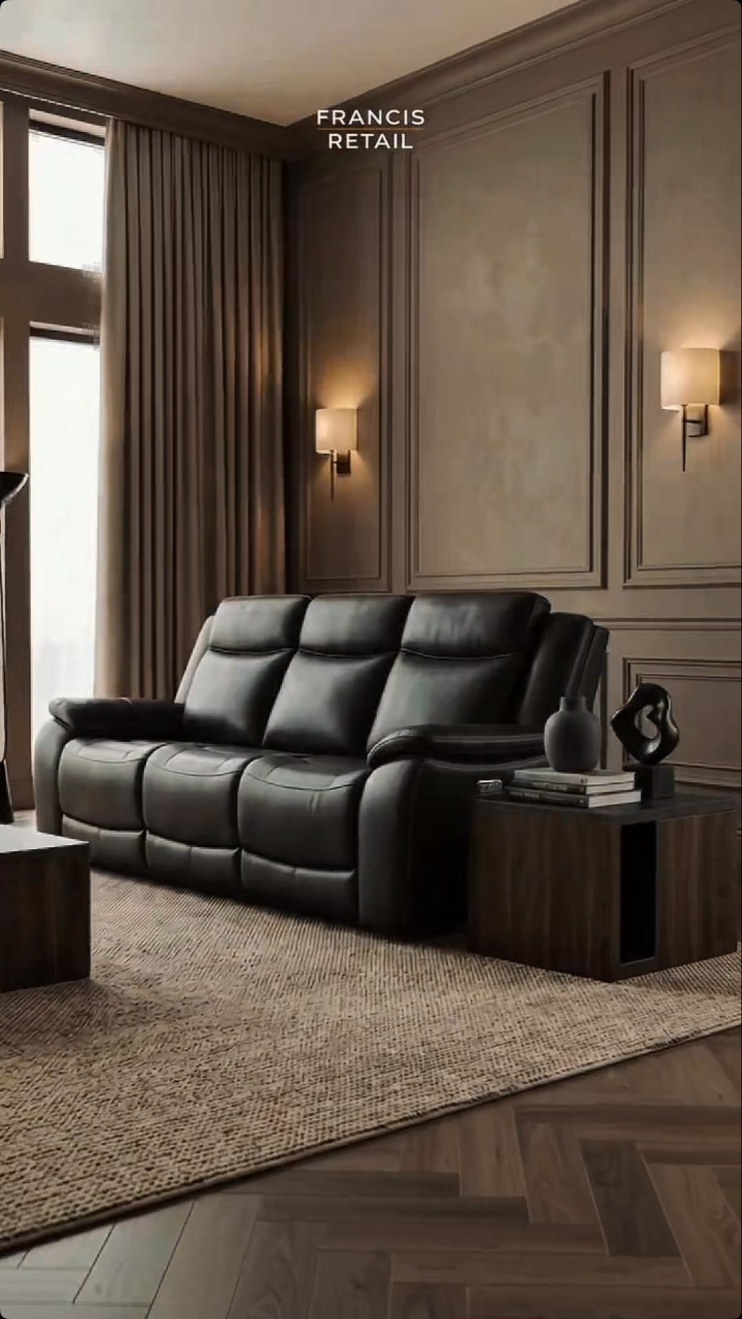 Movie night just got three recliners and a light-up floor.

The Issac Leather Power Reclining Home T