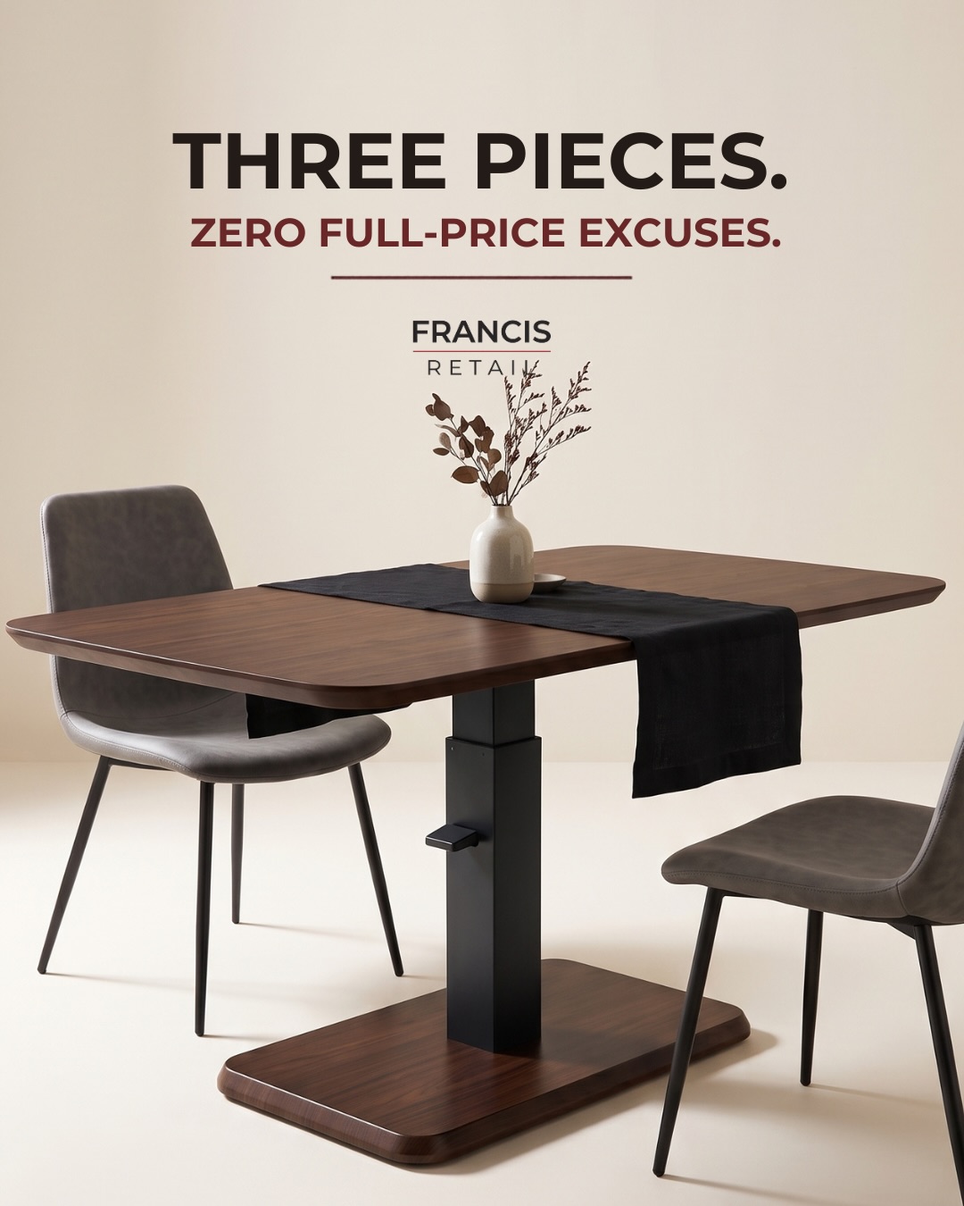 Three pieces. Zero full-price excuses.

A live-edge dining table that retails for $6,000. A full-gra