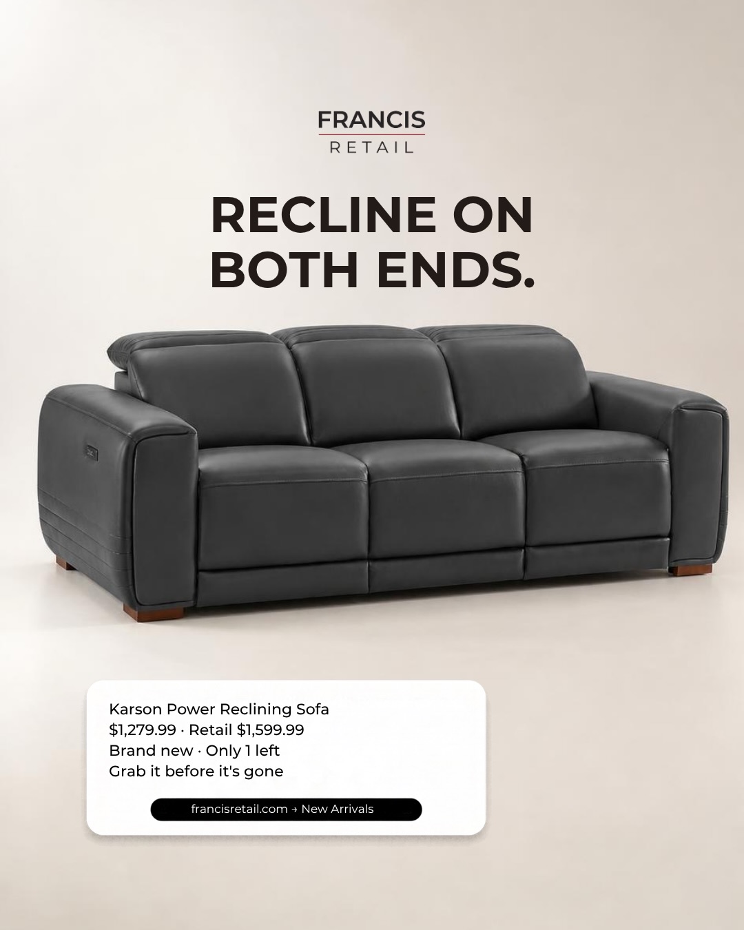 RECLINE ON BOTH ENDS — SAVE $320 ON THIS POWER RECLINING SOFA! 🔥

Movie nights, lazy weekends, and 