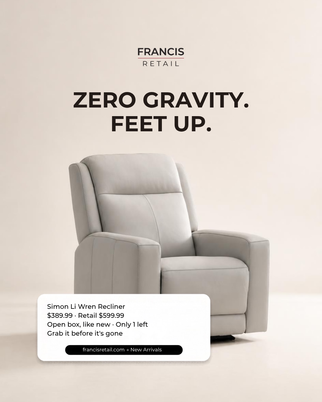 ZERO GRAVITY. MAXIMUM COMFORT. SAVE $210 ON THIS RECLINER! 🔥

Ready to kick back and relax without 